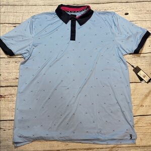 Kenneth Cole Men's Light Blue Polo Golf Shirt with Golf Clubs Size 2X